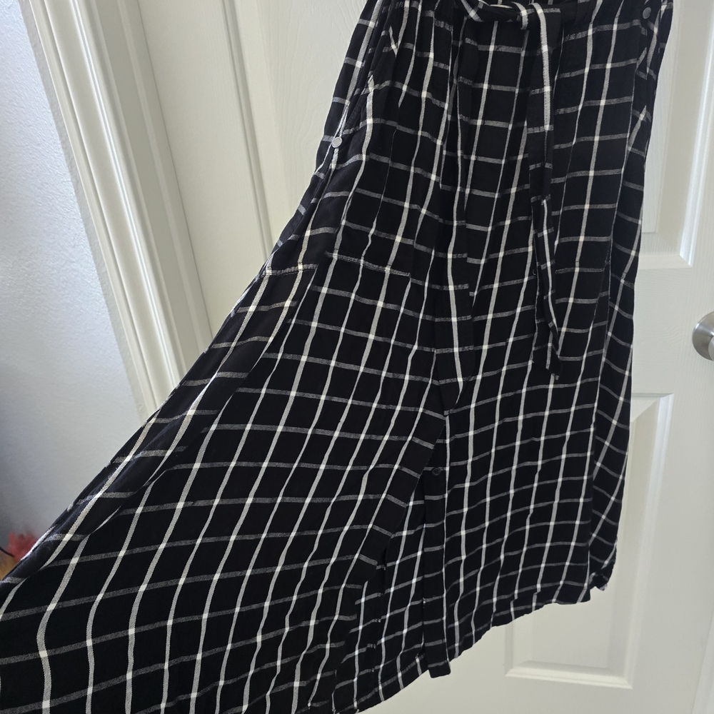 Calvin Klein Black and White Windowpane Maxi Shirt Dress - Picture 7 of 9